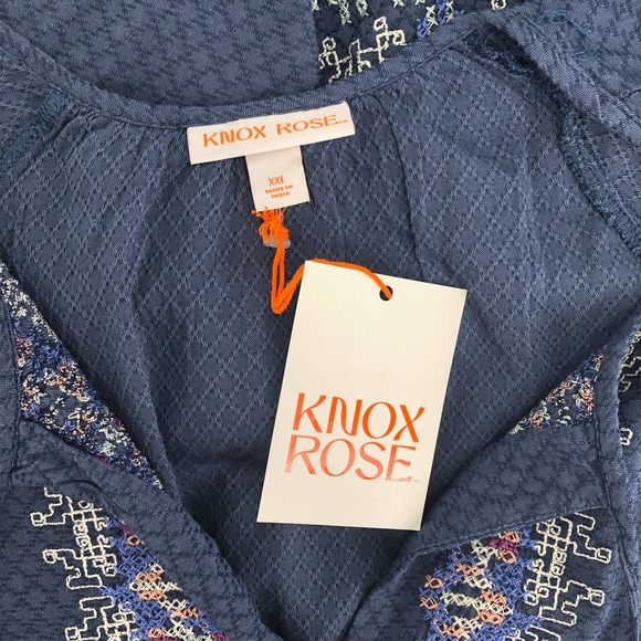 Knox Rose NEW Womens Size XXL Bohemian Embroidered Knee Length Dress Boho - Picture 9 of 10